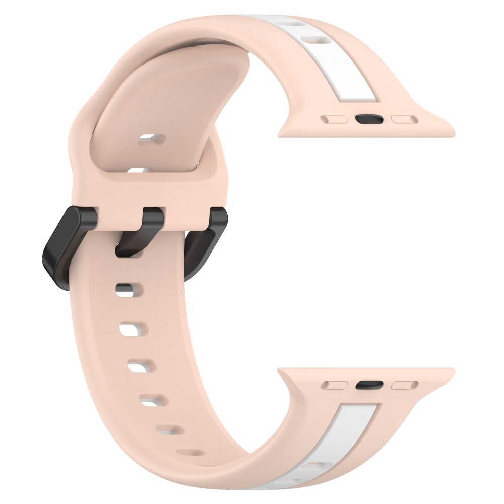 Strap silikonový řemínek na Apple Watch Ultra/Ultra 2 49mm/SE/SE 2022/2023 44mm/9/8/7 45mm/6/5/4 44mm/3/2/1 42 mm - růžový/bílý