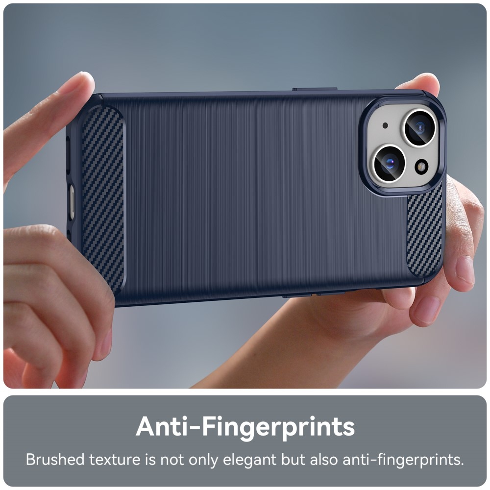 Carbon odolný gelový obal na iPhone 15 Plus - modrý