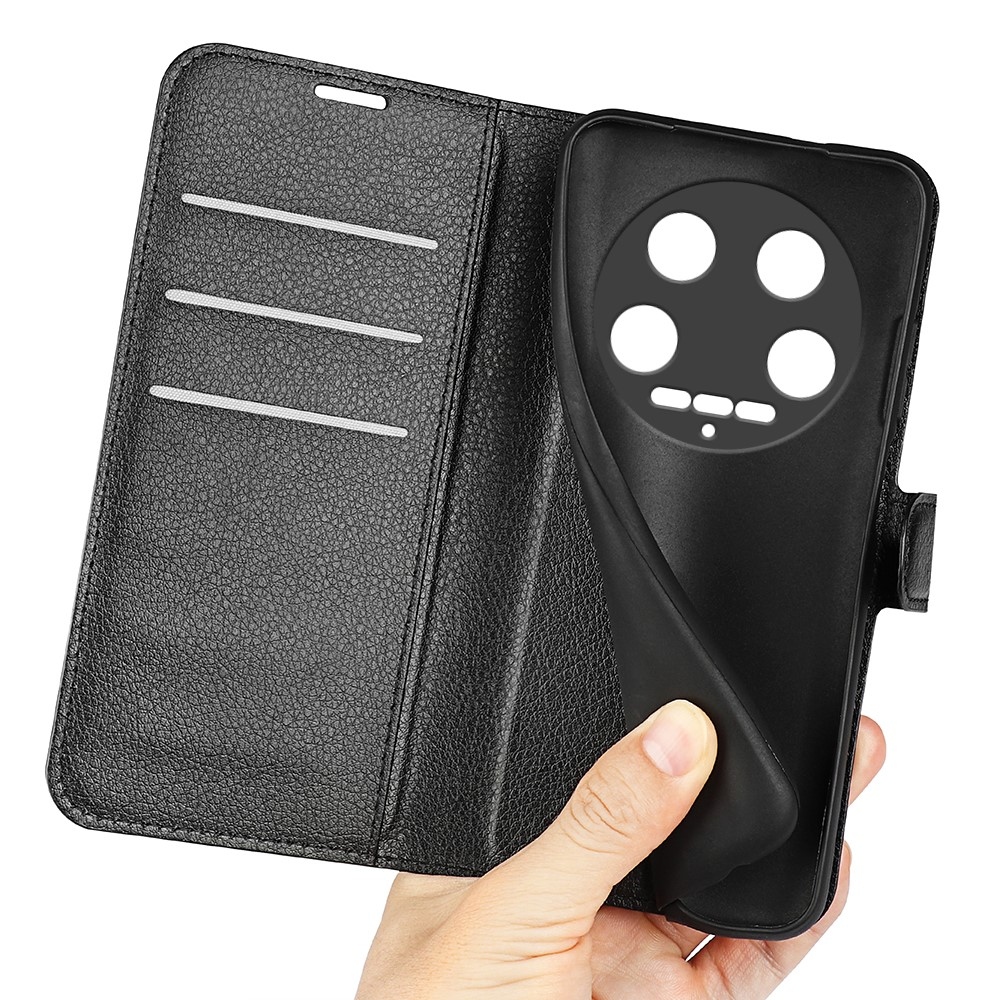 Litchi knížkové pouzdro na Xiaomi 14 Ultra - černé