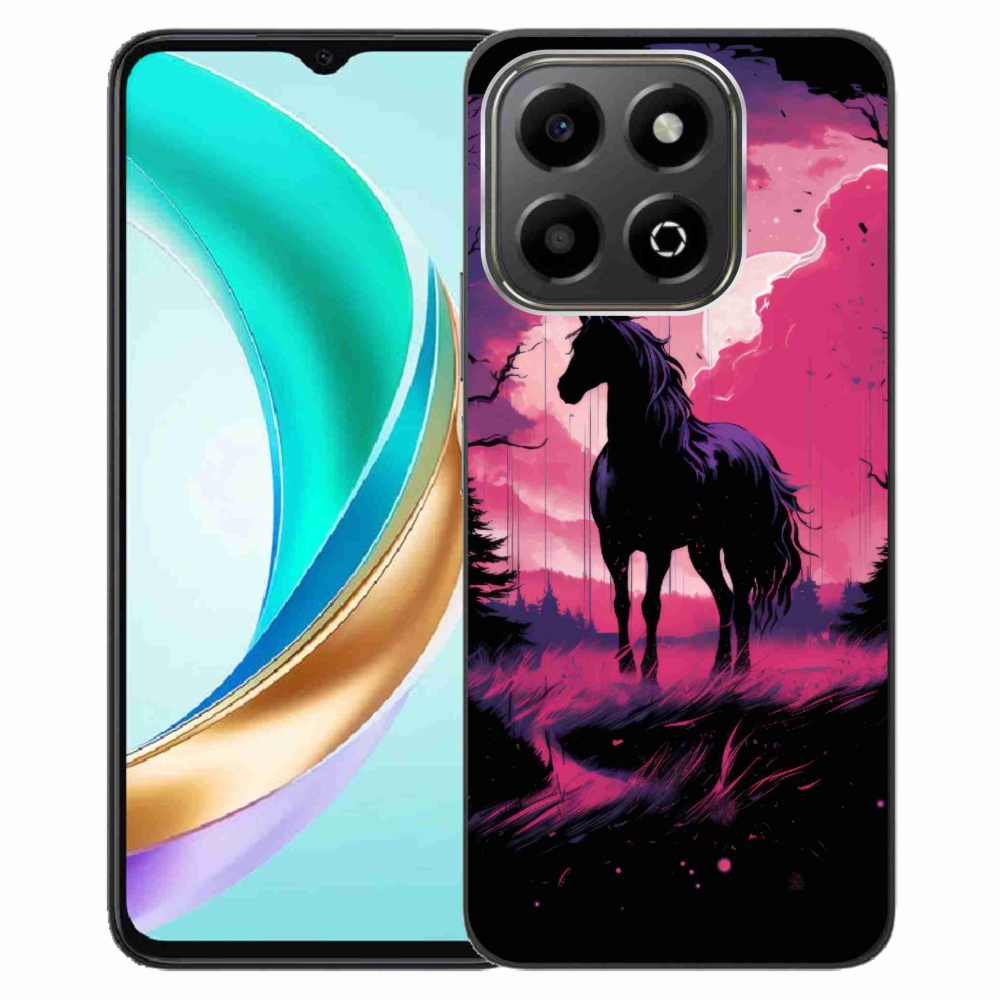 Gelový kryt mmCase na Honor X6b - černý kreslený kůň 1