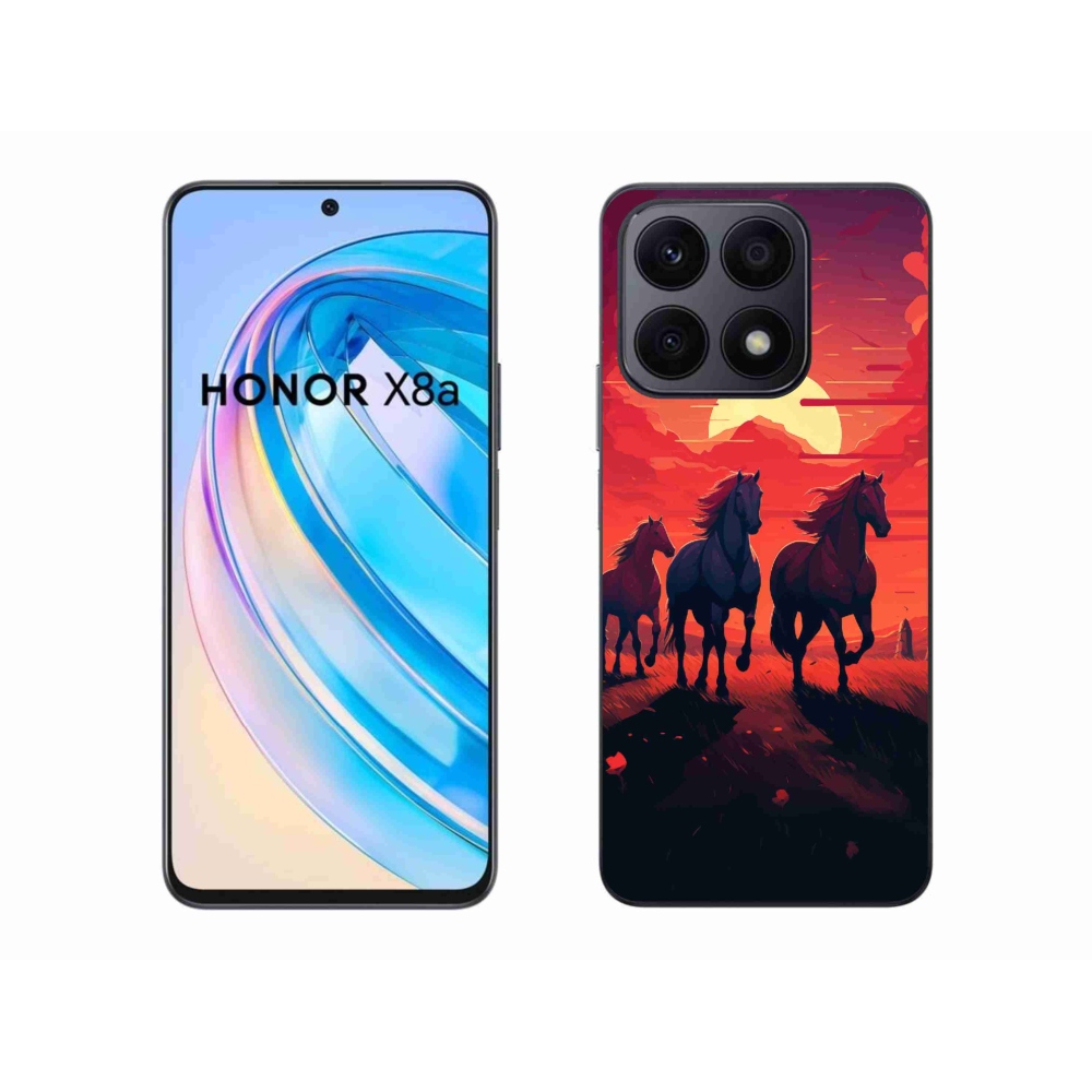 Gelový kryt mmCase na Honor X8a - koně a západ slunce