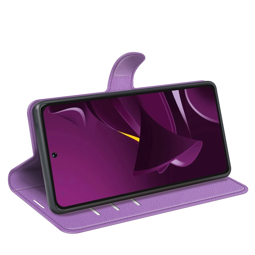 Litchi knížkové pouzdro na Xiaomi Poco M7 Pro 5G - fialové