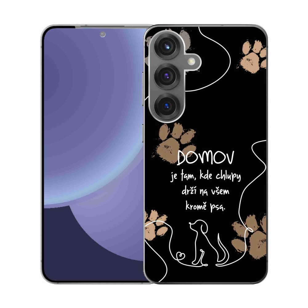 Gelový kryt mmCase na Samsung Galaxy S25 - psí motiv černé pozadí
