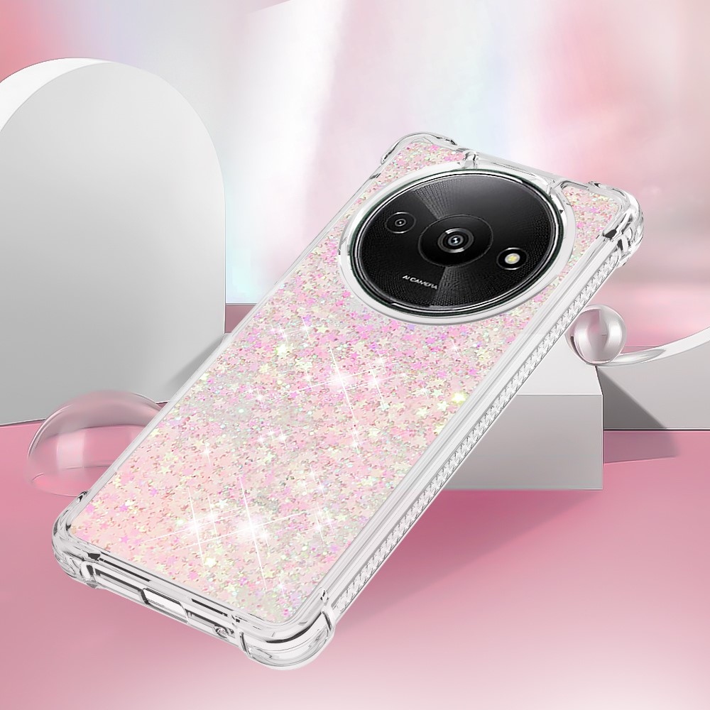 Glitter gelový přesýpací obal na Xiaomi Redmi A3 - růžový/hvězdičky