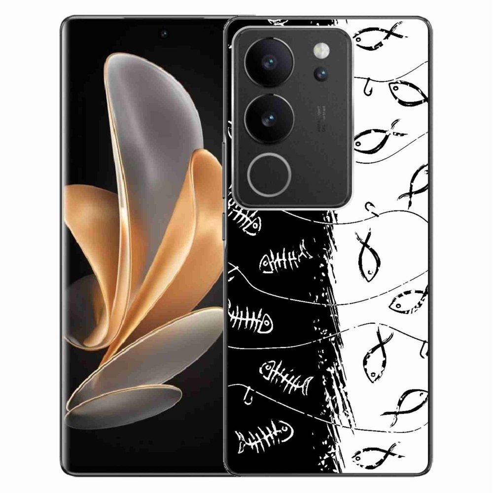 Gelový kryt mmCase na Vivo V29 5G - kostry a rybky