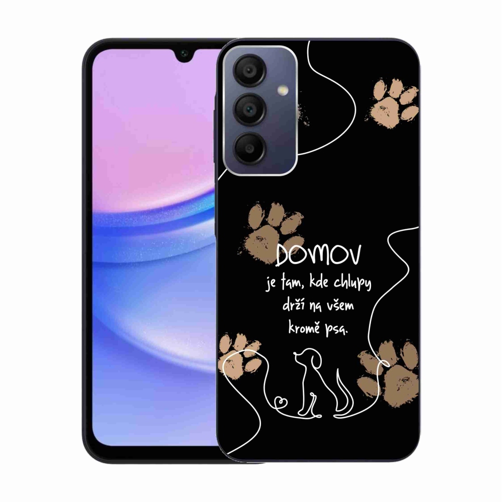 Gelový kryt mmCase na Samsung Galaxy A15 4G/5G - psí motiv černé pozadí
