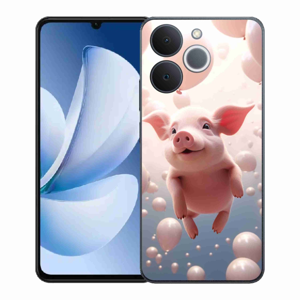 Gelový kryt mmCase na Realme Note 70T - prasátko s balónky