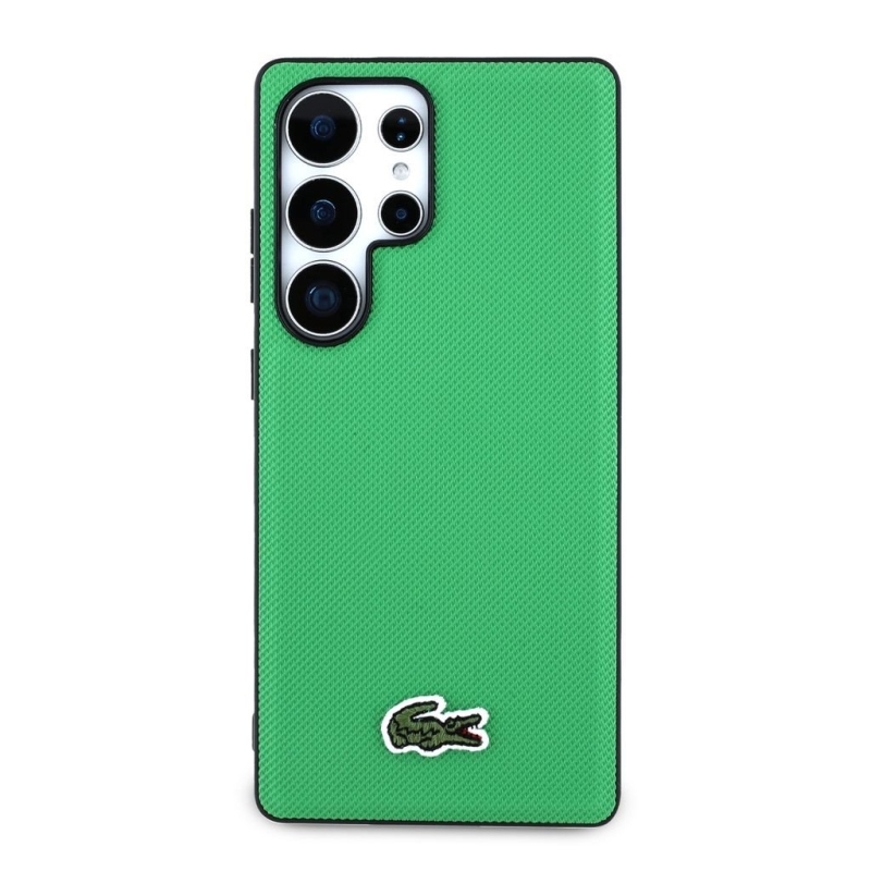 Lacoste Iconic Petit Pique Woven Logo MagSafe Zadní Kryt pro Samsung Galaxy S25 Ultra Green