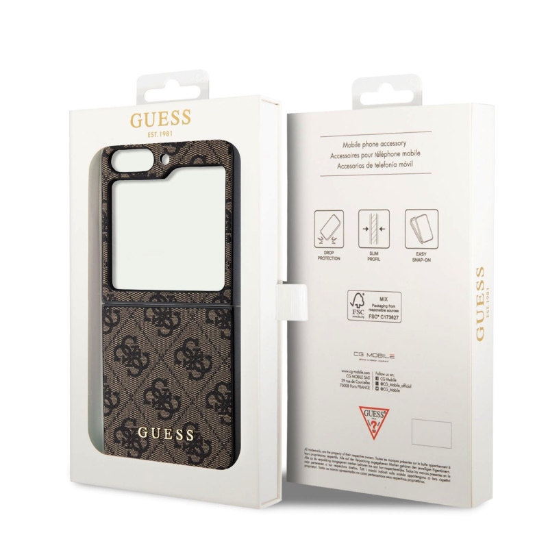 Guess 4G Charms Zadní Kryt pro Samsung Galaxy Z Flip 5 Brown