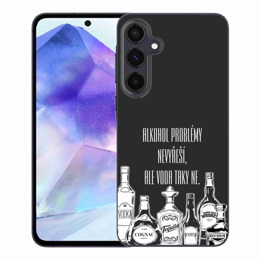 Gelový kryt mmCase na Samsung Galaxy A55 5G - vtipný text černé pozadí