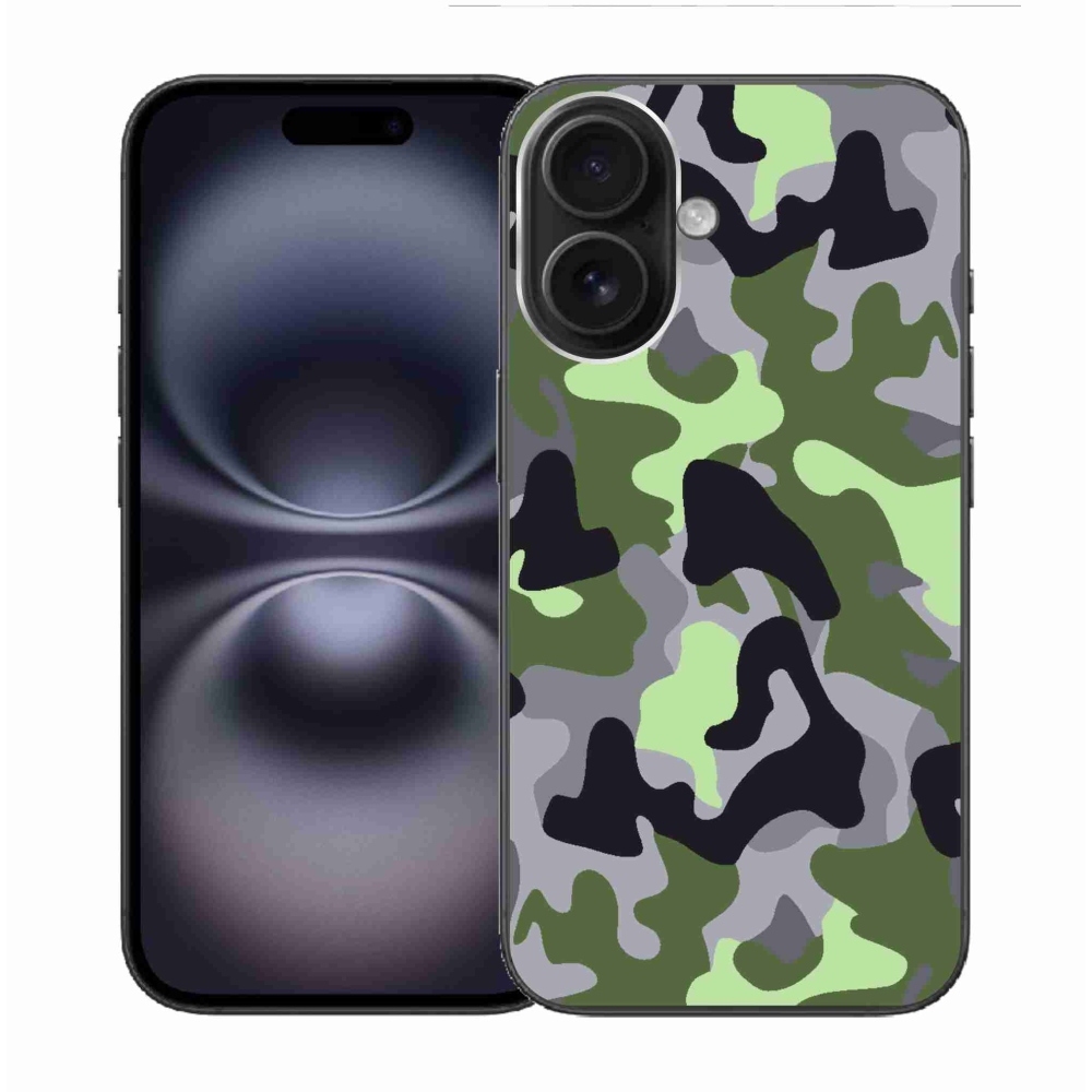 Gelový kryt mmCase na iPhone 16 - maskáčový vzor 7