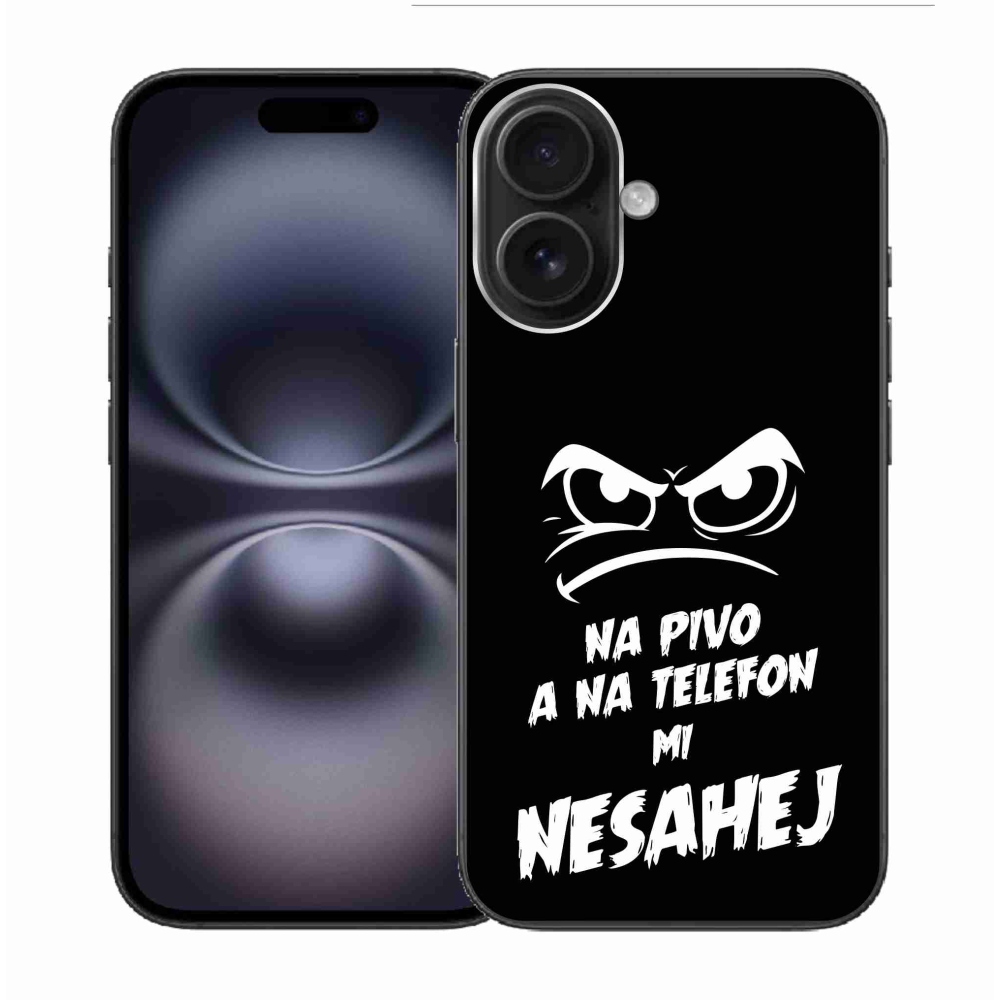 Gelový kryt mmCase na iPhone 16 - pivní motiv 2 černé pozadí