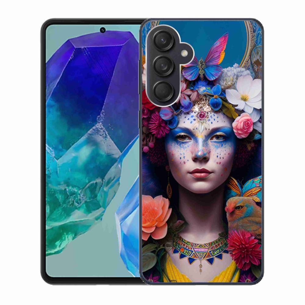 Gelový kryt mmCase na Samsung Galaxy M55 5G - žena s květinami