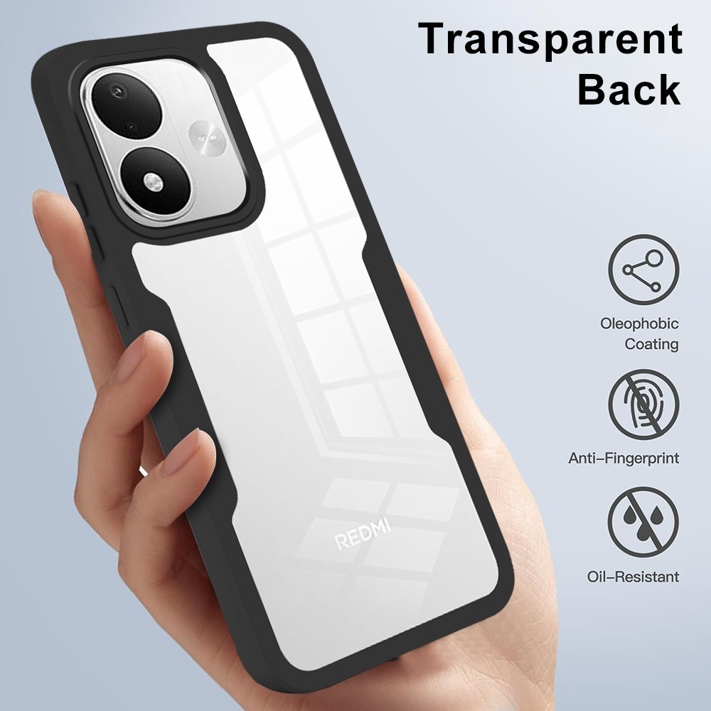 Acryl gelový obal s rámečkem pro ochranou displeje na Xiaomi Redmi Note 17 4G/5G - černý