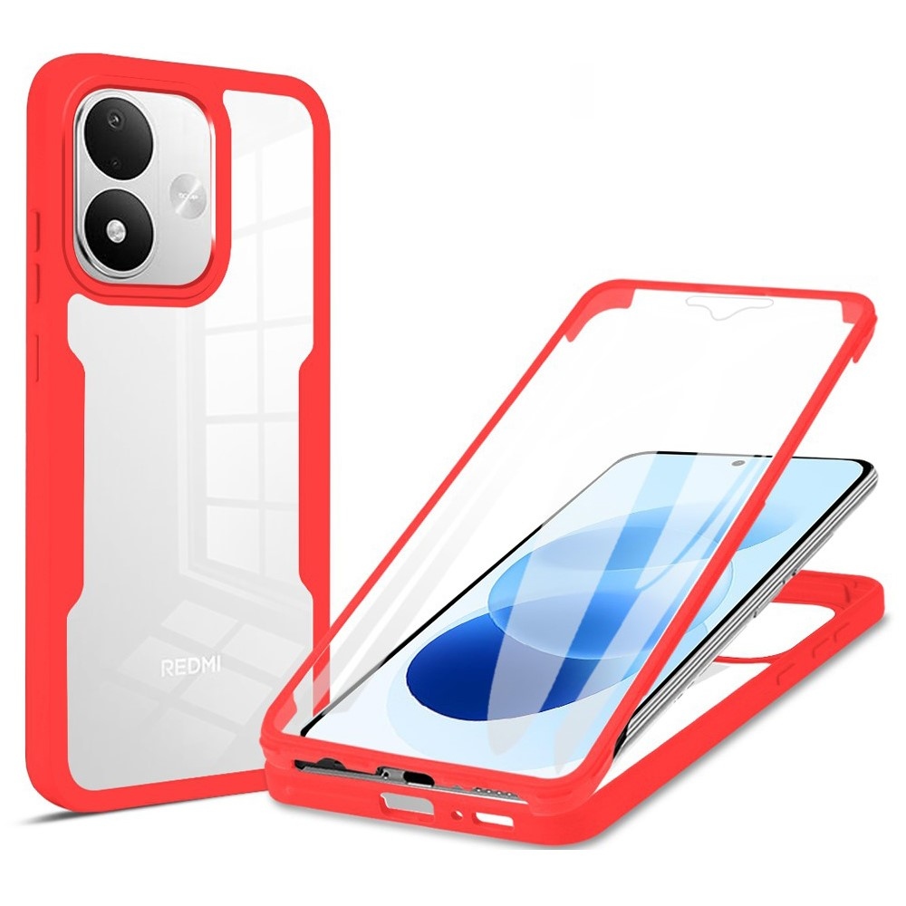 Acryl gelový obal s rámečkem pro ochranou displeje na Xiaomi Redmi Note 17 4G/5G - červený