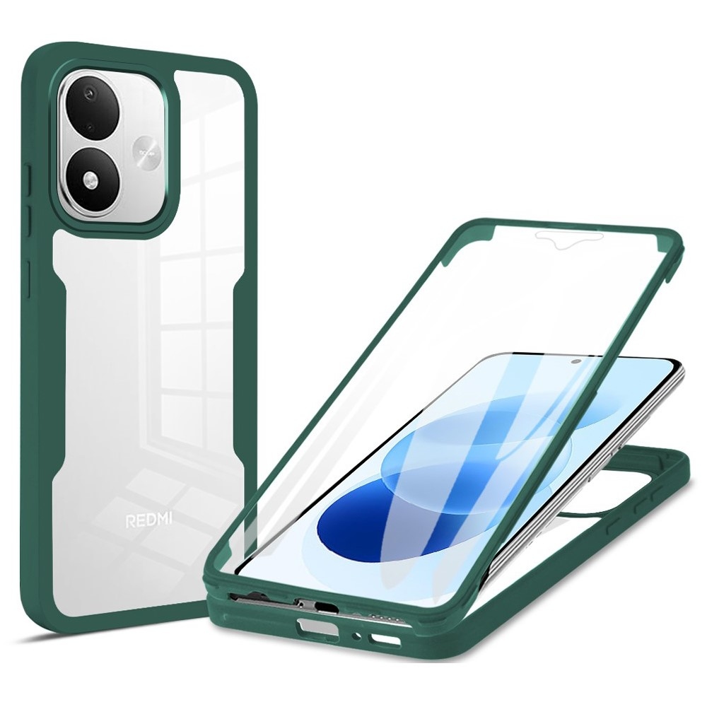 Acryl gelový obal s rámečkem pro ochranou displeje na Xiaomi Redmi Note 17 4G/5G - zelený