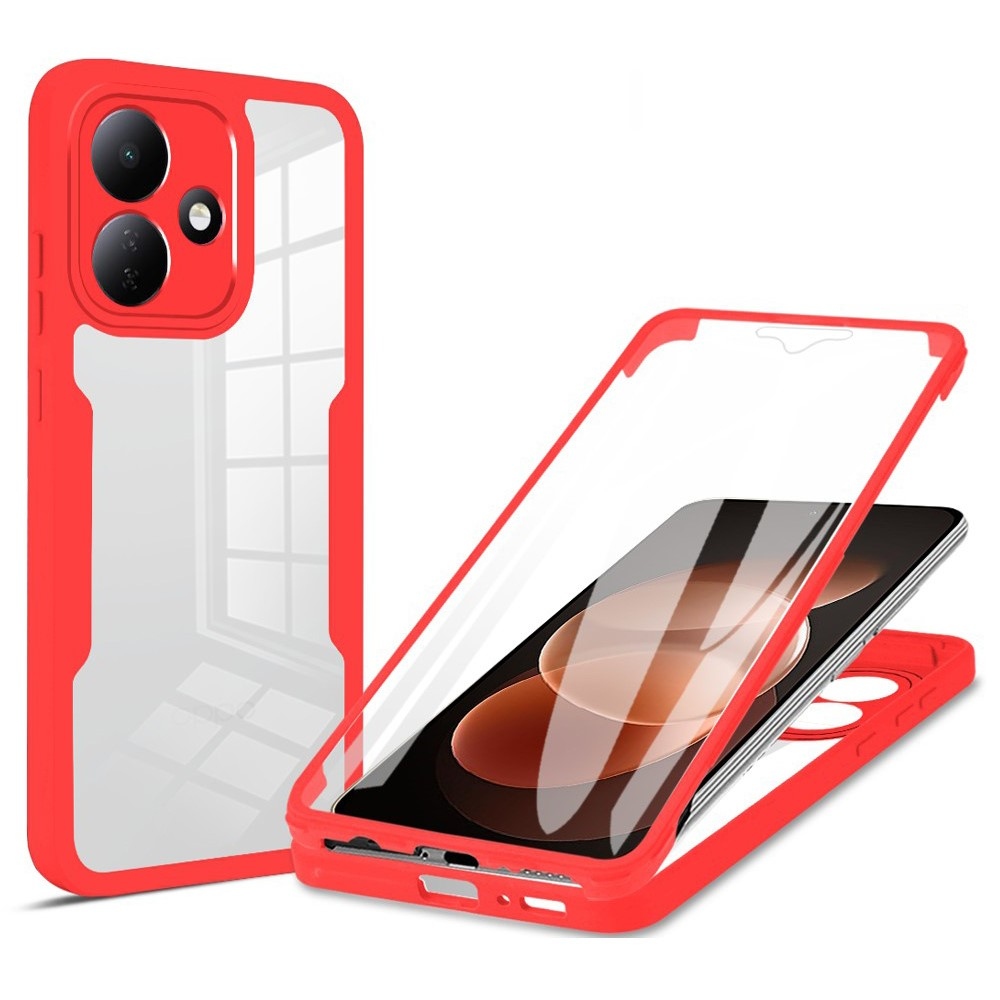 Acryl gelový obal s rámečkem pro ochranou displeje na Xiaomi Redmi Note 17 Pro 5G - červený