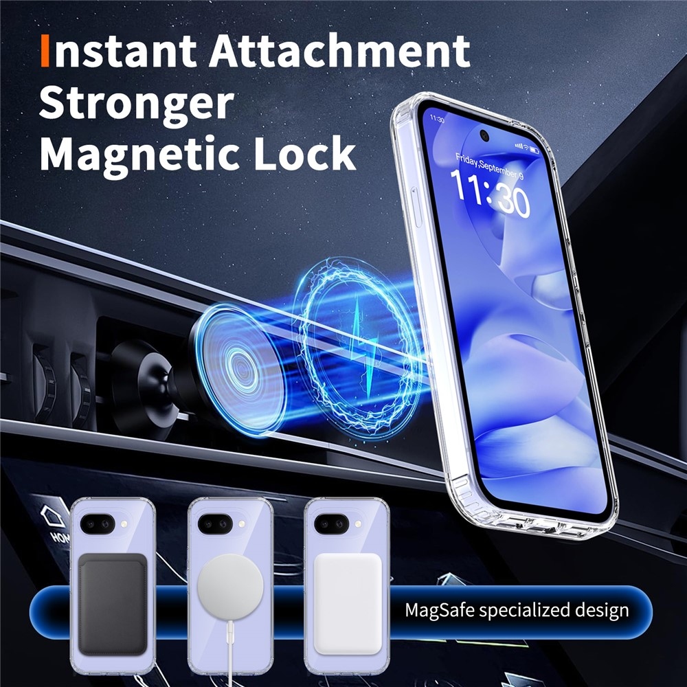 Acryle gelový obal s pevnými zády a MagSafe na Google Pixel 10a - průhledný