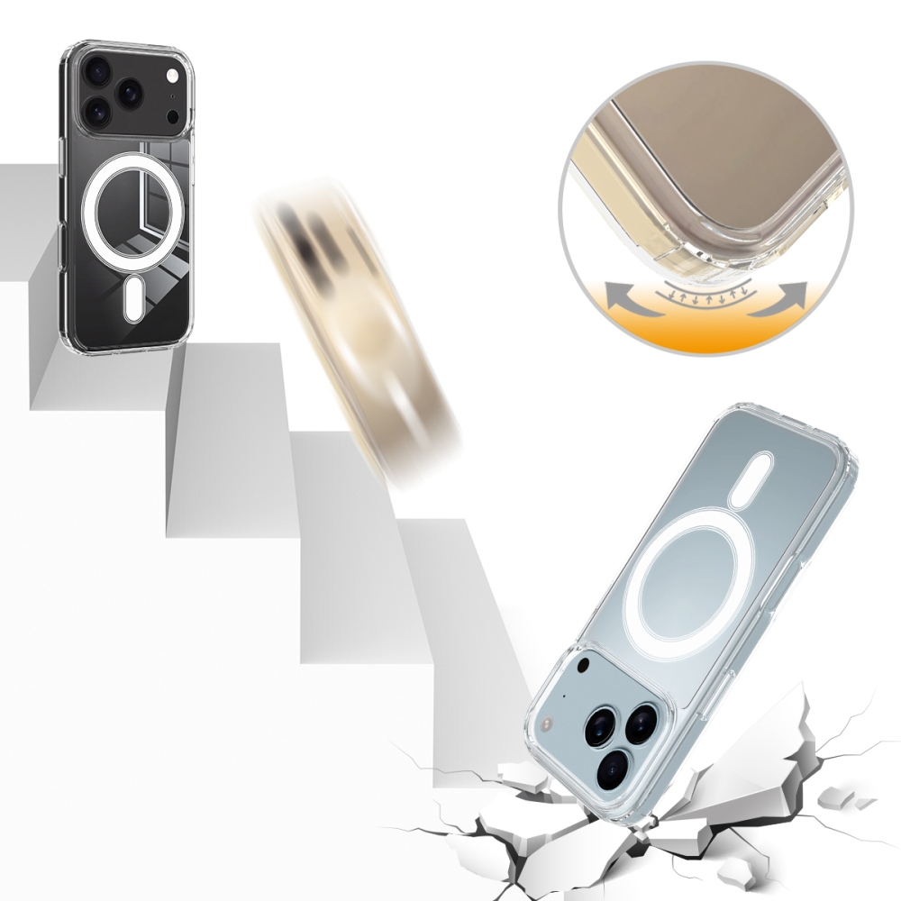Acryle gelový obal s pevnými zády a MagSafe na iPhone 18 Pro Max/17 Pro Max - průhledný