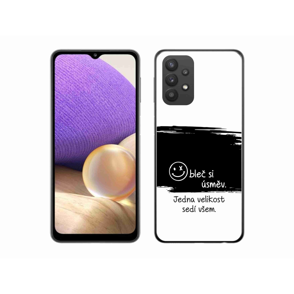 Gelový kryt mmCase na Samsung Galaxy A32 5G - vtipný text 8 černobílé pozadí