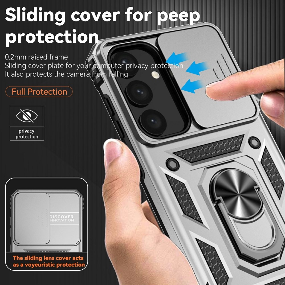 Ring odolný kryt na Samsung Galaxy S25 - stříbrný
