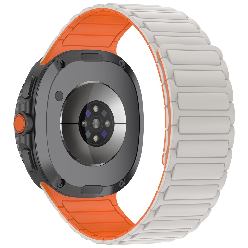 Adjust silikonový řemínek na Samsung Galaxy Watch8 Classic 46mm/Watch8 44mm/40mm - béžový/oranžový