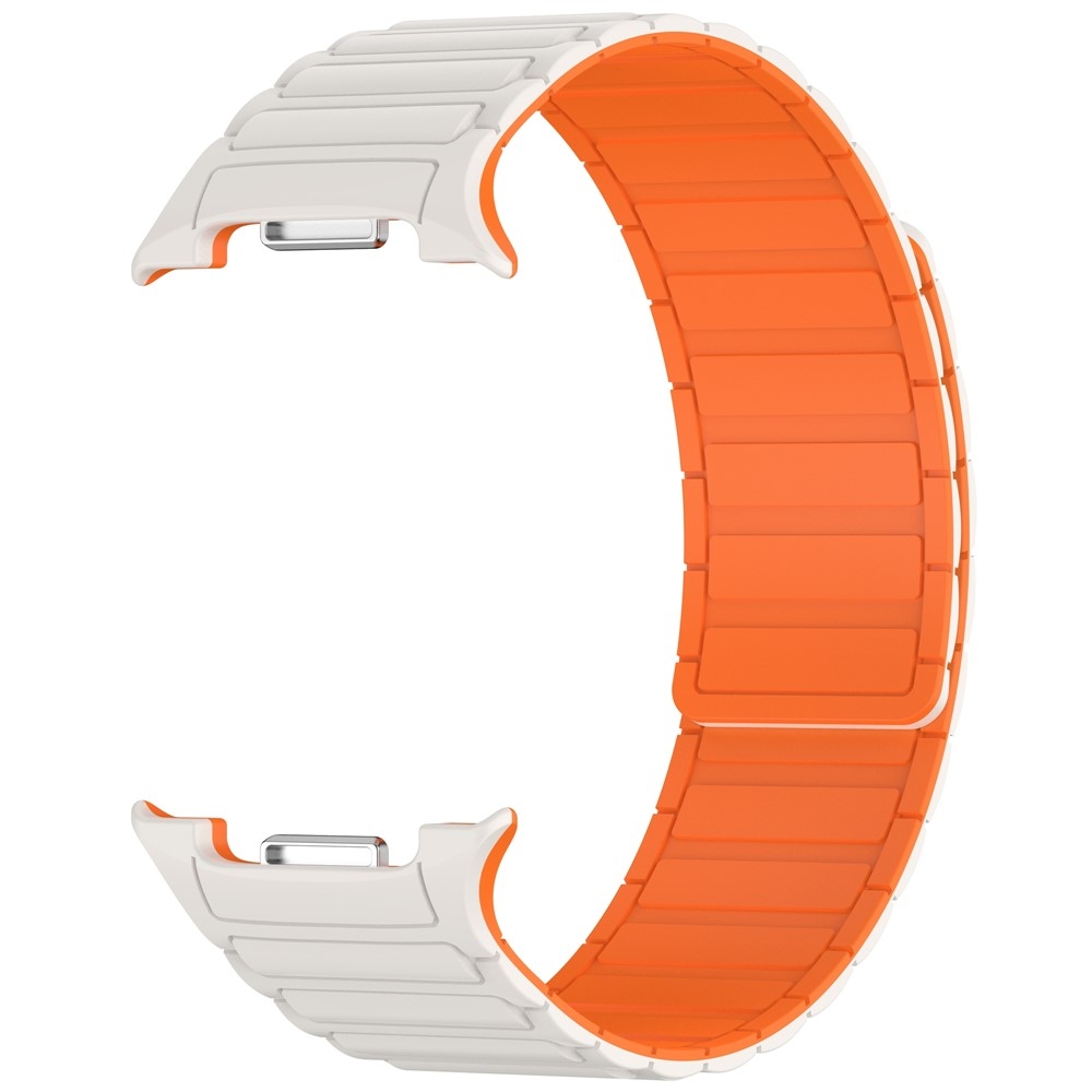 Adjust silikonový řemínek na Samsung Galaxy Watch8 Classic 46mm/Watch8 44mm/40mm - béžový/oranžový
