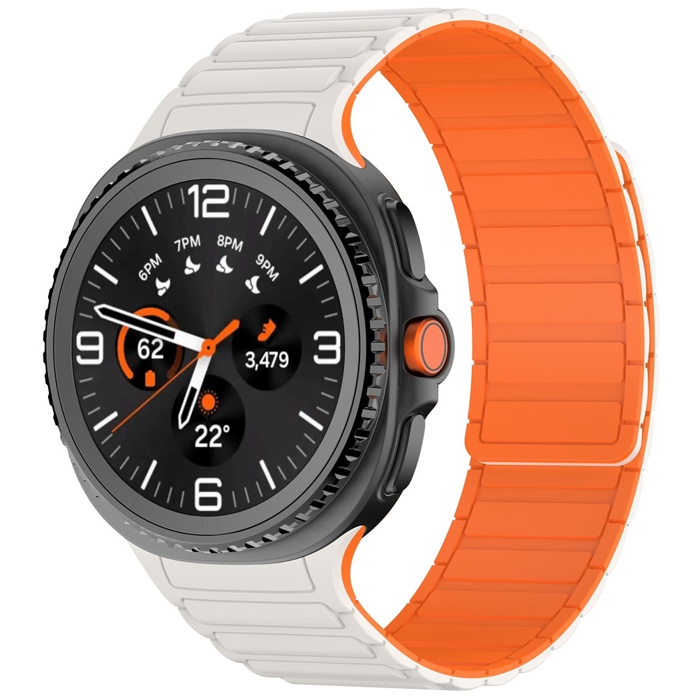 Adjust silikonový řemínek na Samsung Galaxy Watch8 Classic 46mm/Watch8 44mm/40mm - béžový/oranžový