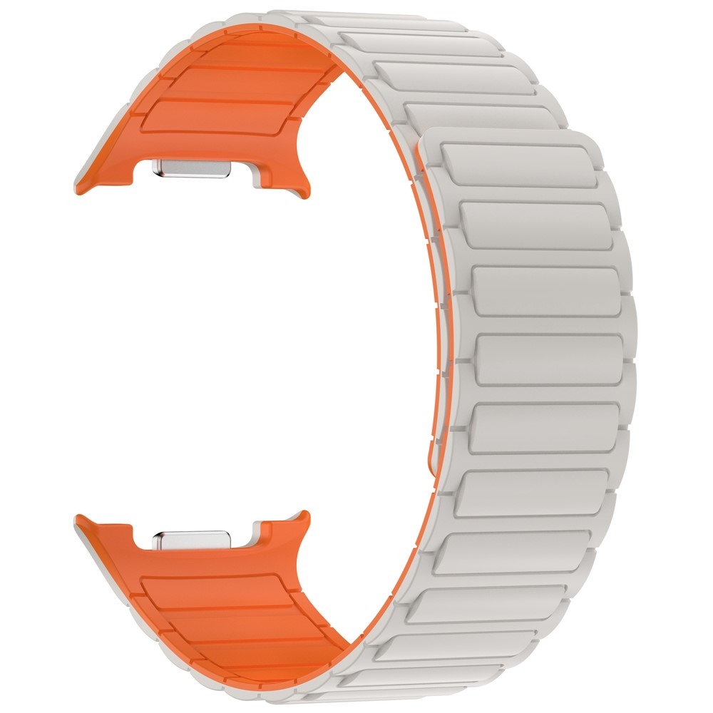 Adjust silikonový řemínek na Samsung Galaxy Watch8 Classic 46mm/Watch8 44mm/40mm - béžový/oranžový