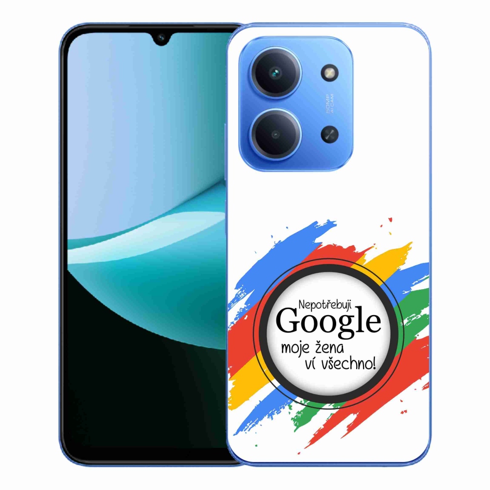 Gelový kryt mmCase na Xiaomi Redmi 15C 4G/5G (173mm) - žena ví všechno bílé pozadí
