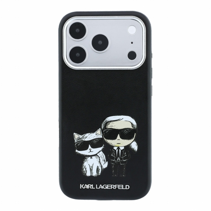 Karl Lagerfeld PU Semi Wrap Smooth Sketch Bodies Magsafe Zadní Kryt pro iPhone 18 Pro Max Black