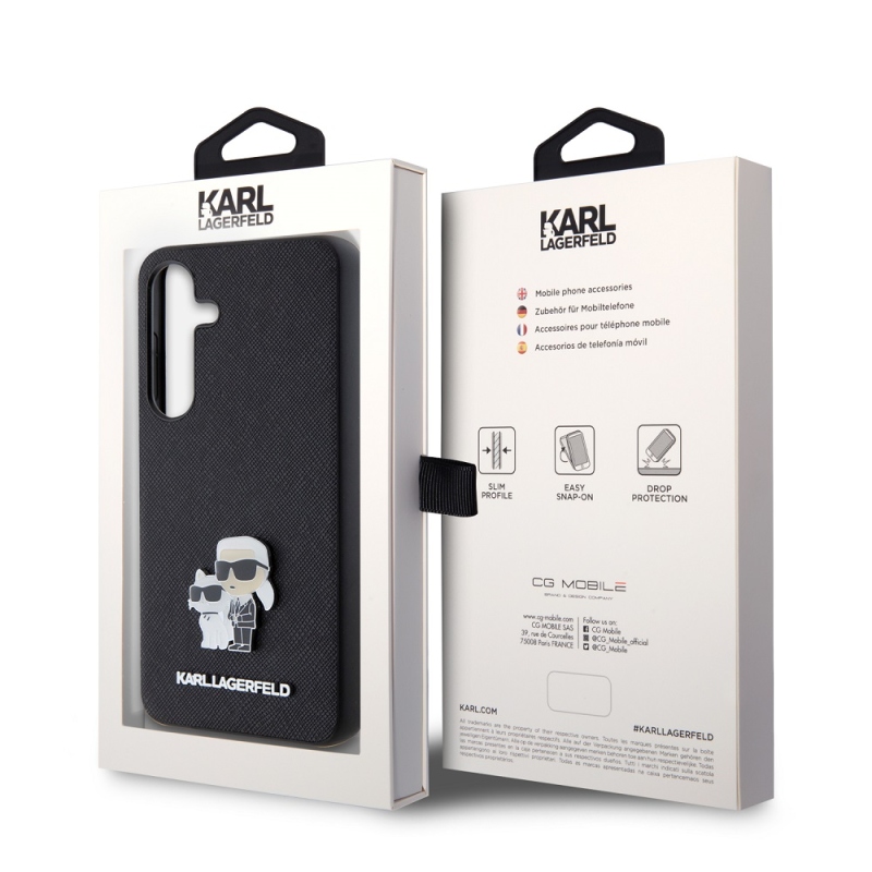 Karl Lagerfeld PU Saffiano Metal Karl and Choupette Zadní Kryt pro Samsung Galaxy S24 Black