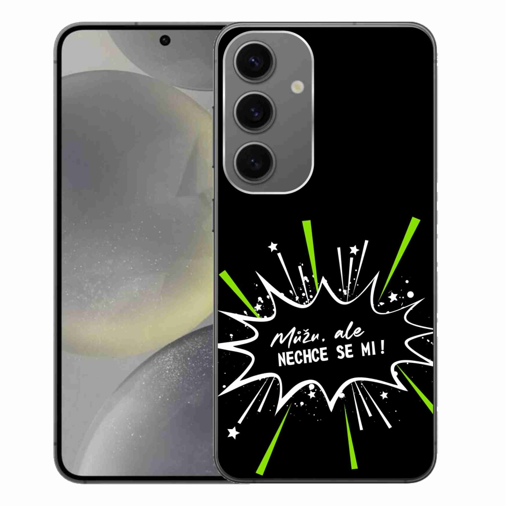 Gelový kryt mmCase na Samsung Galaxy S24+ - vtipný text 11 černé pozadí