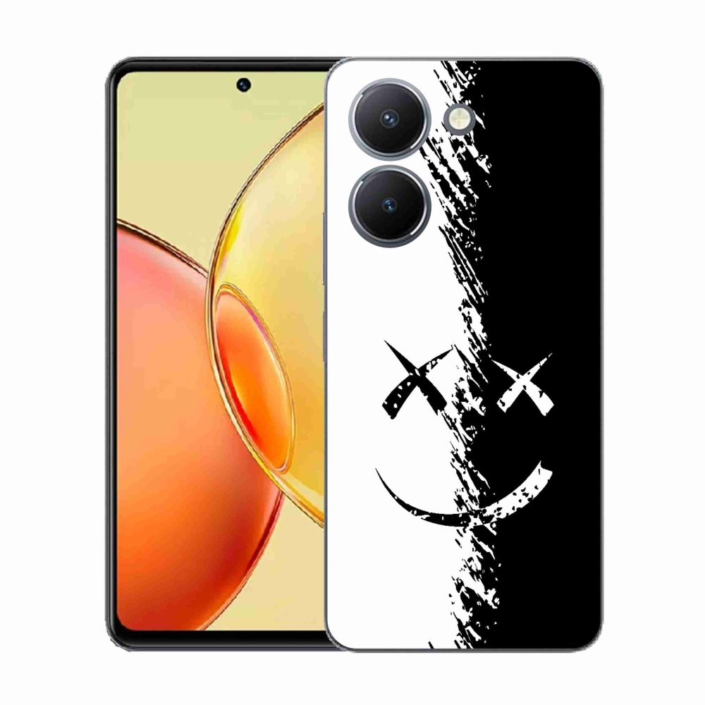 Gelový kryt mmCase na Vivo Y36 - černobílý smajlík