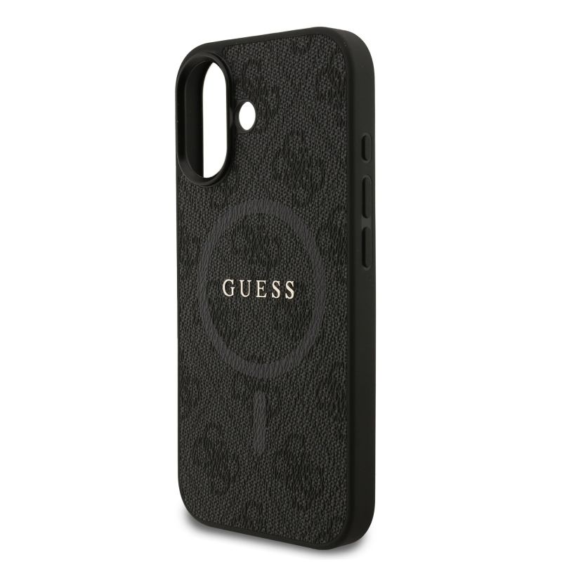 Guess PU Leather 4G Colored Ring MagSafe Zadní Kryt pro iPhone 17 Black