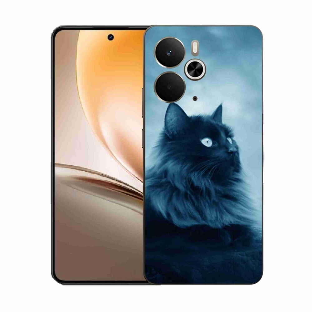 Gelový kryt mmCase na Realme 14 5G - černá kočka 1
