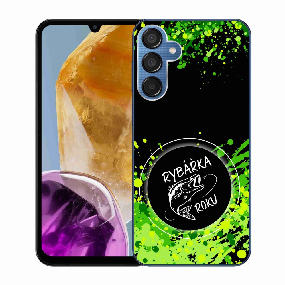 Gelový kryt mmCase na Samsung Galaxy M15 5G - rybářka roku černé pozadí