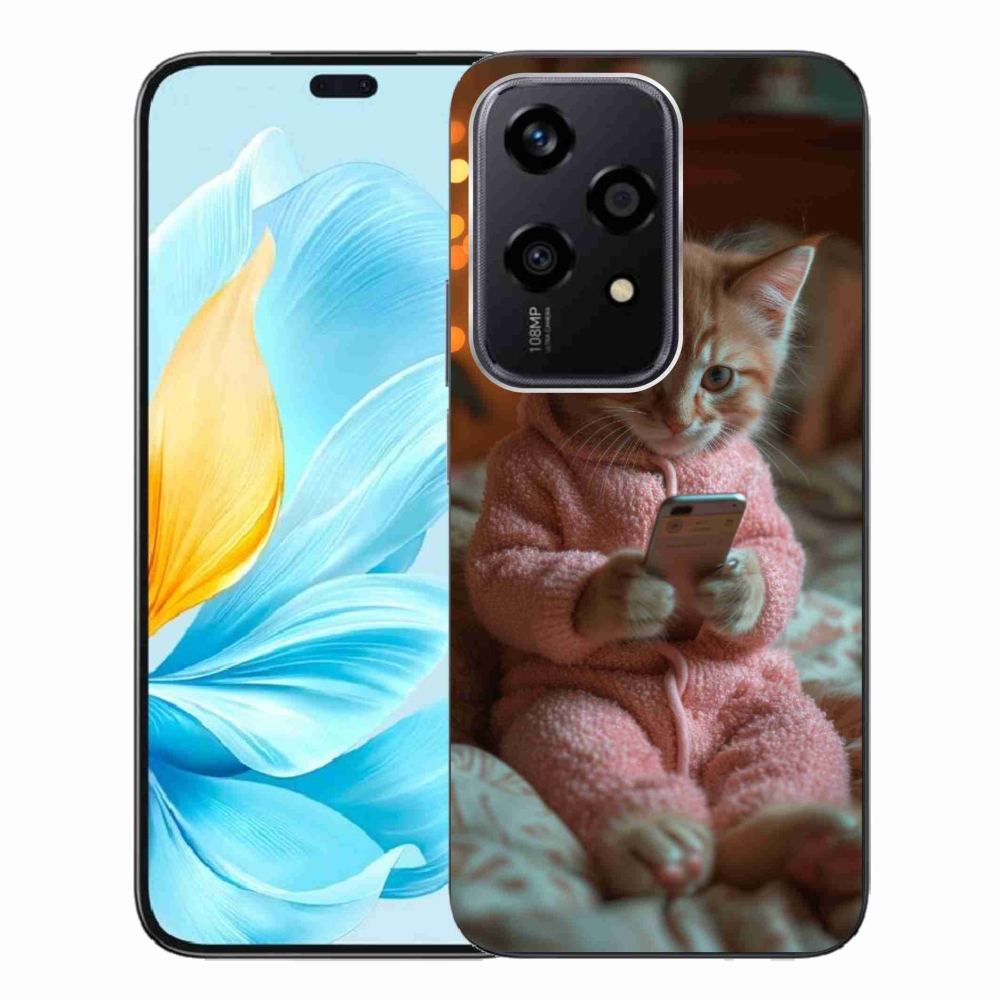 Gelový kryt mmCase na Honor 200 Lite 5G - kotě s mobilem