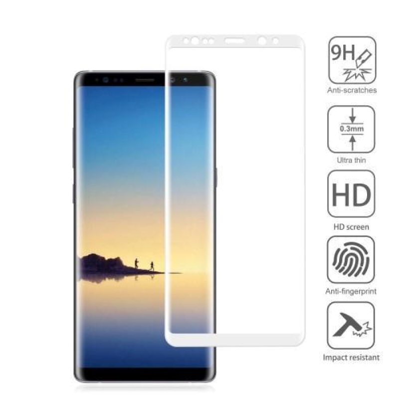 AGB celoplošné tvrzené sklo na displej Samsung Galaxy Note 8 - bílý lem