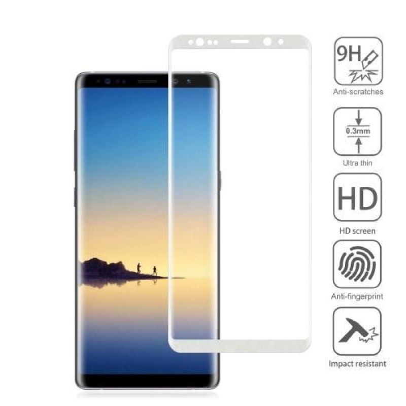 AGB celoplošné tvrzené sklo na displej Samsung Galaxy Note 8 - stříbrný lem