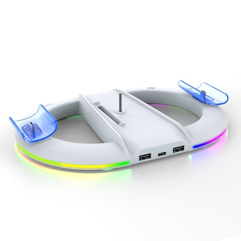 iPega P5S045 Vertikální Nabíjecí Stojan s RGB pro PS5/PS5 Slim White