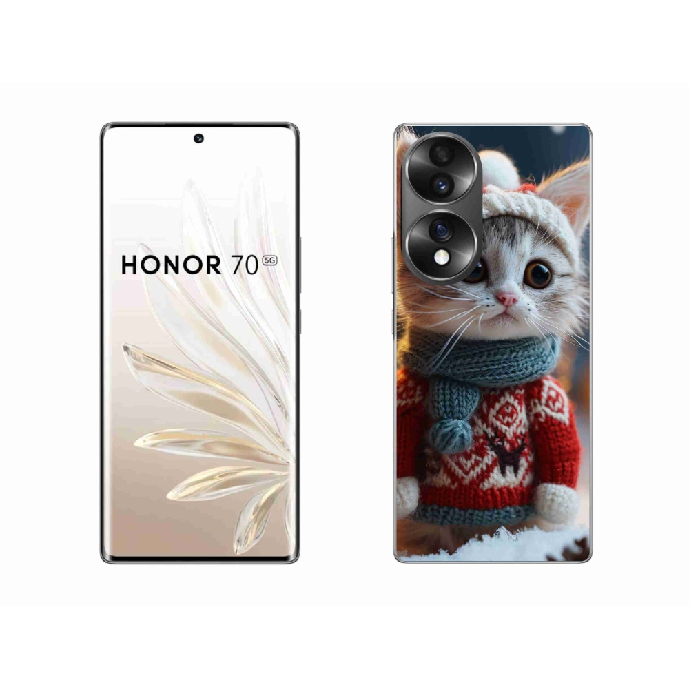 Gelový kryt mmCase na Honor 70 - kotě ve svetru