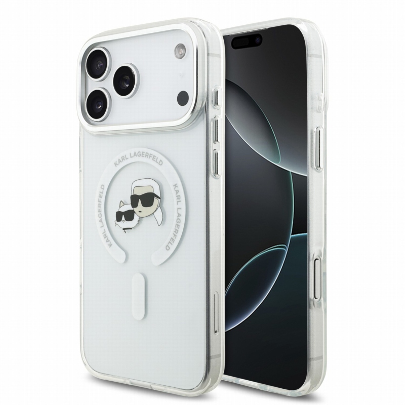 Karl Lagerfeld IML K&CH Heads Metal Frame MagSafe Zadní Kryt pro iPhone 18 Pro Max White