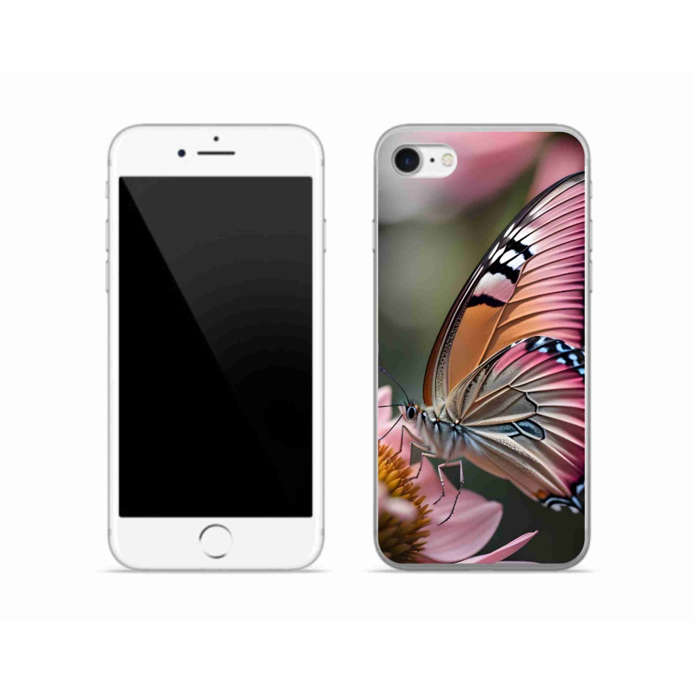 Gelový kryt mmCase na iPhone SE (2022) - barevný motýl