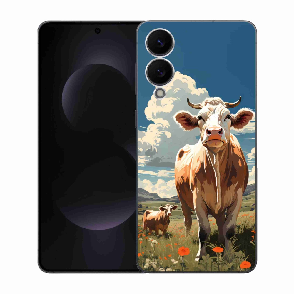 Gelový kryt mmCase na Samsung Galaxy S25 Edge - krávy na louce