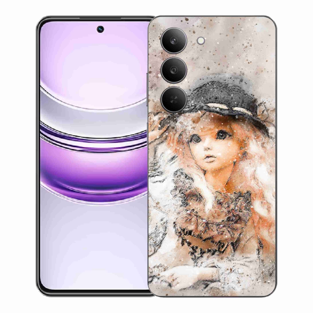 Gelový kryt mmCase na Realme 14x 5G - holčička s kloboukem