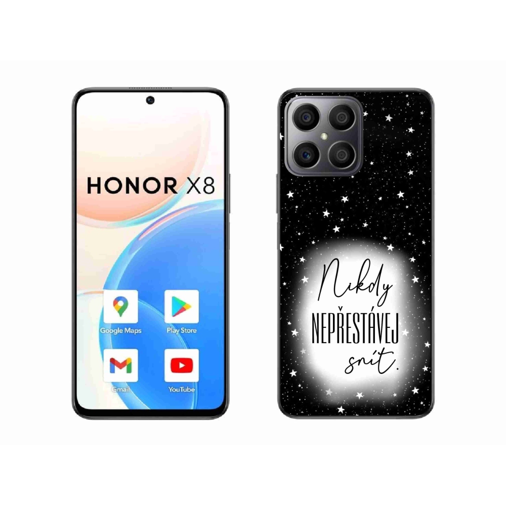Gelový kryt mmCase na Honor X8 4G - citát 1 bíločerné pozadí