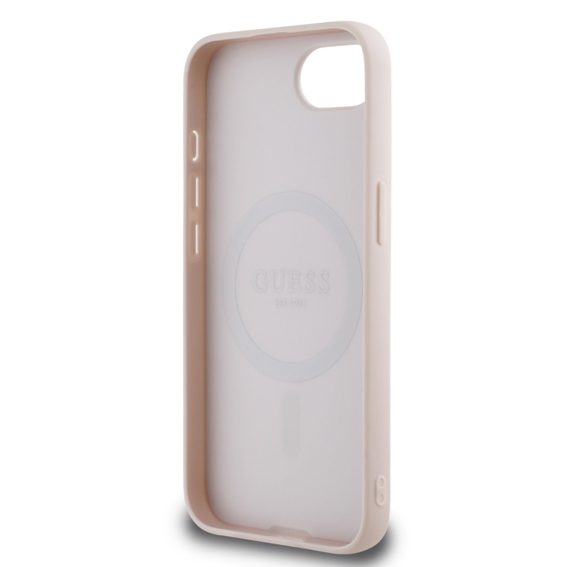 Guess PU Grained Classic Logo MagSafe Zadní Kryt pro iPhone 16e Pink