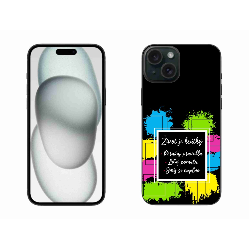 Gelový kryt mmCase na iPhone 15 Plus - citát 5 černé pozadí