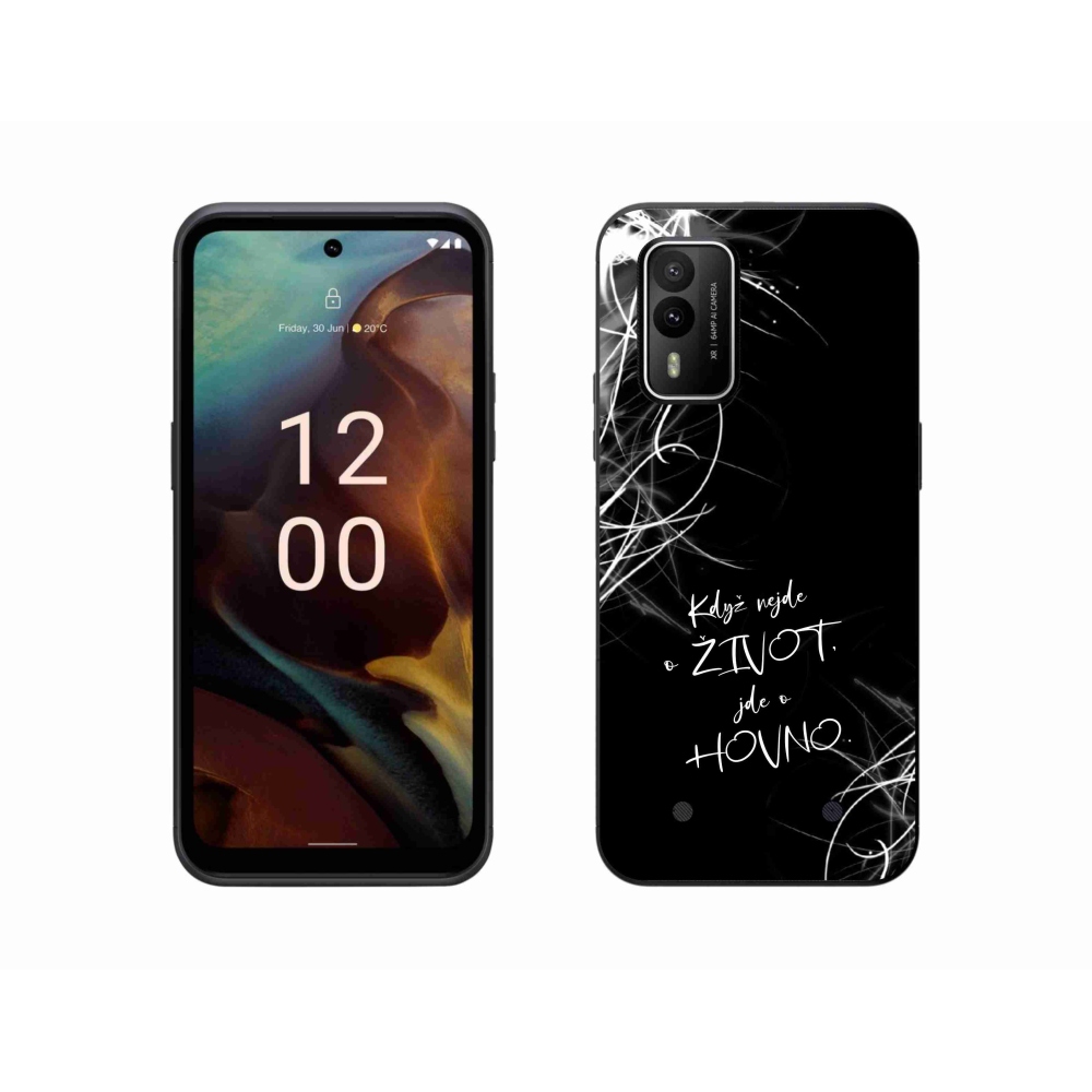 Gelový kryt mmCase na Nokia XR21 - vtipný text 16 černé pozadí